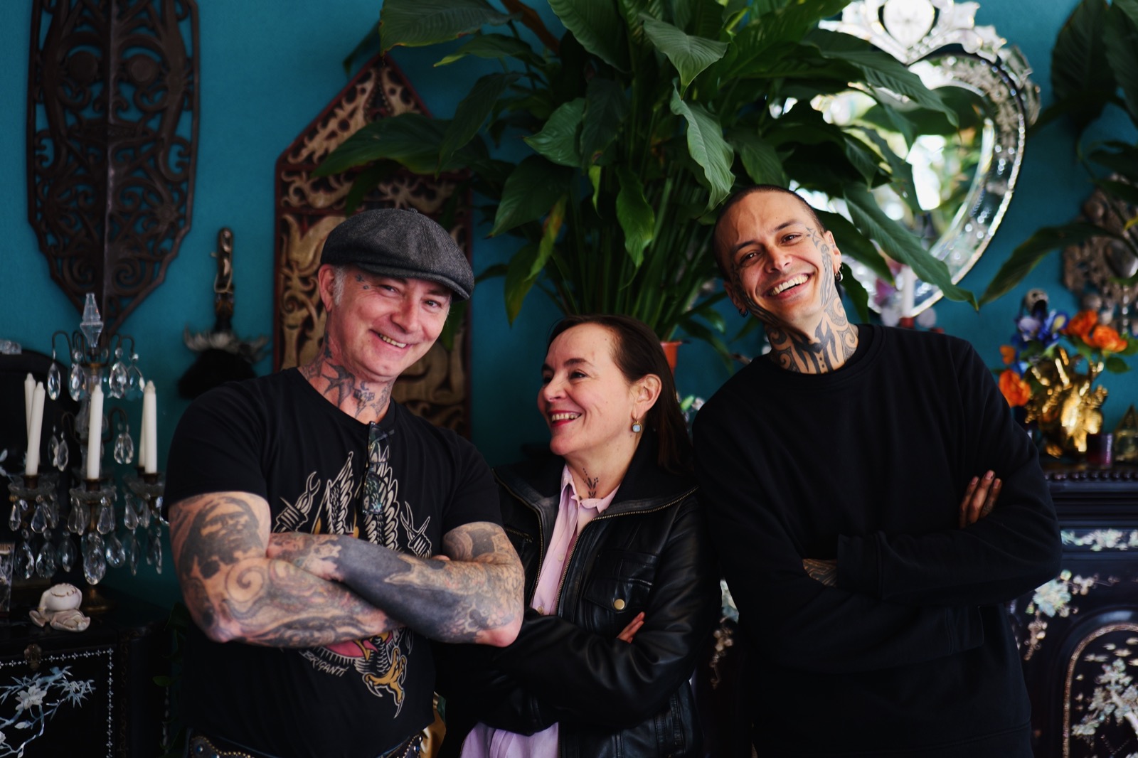Jacqueline Spoerle, Werner Brunner and Calen Paris at Rock N Roll Corazon Tattoo